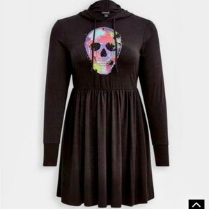 Torrid x Love Sick Skull Hoodie Skater Dress NWT